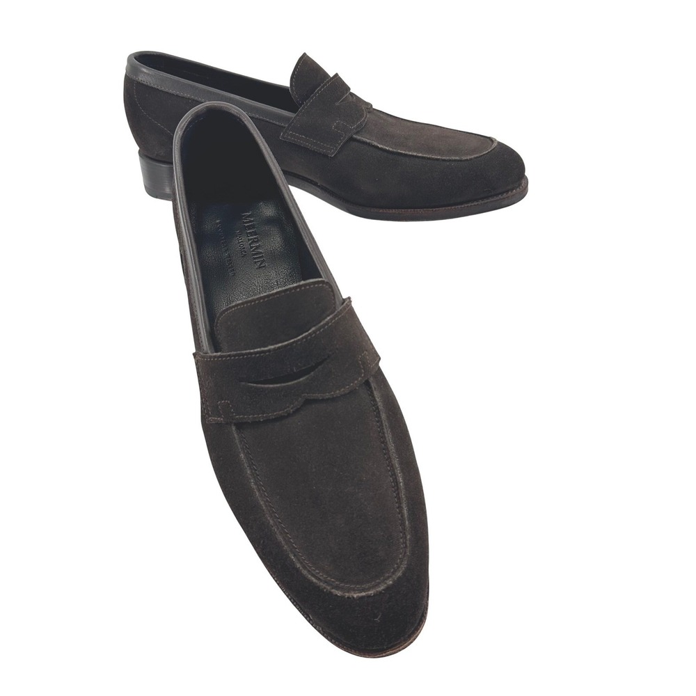Meermin Penny Loafer Mens UK 6.5 US 7.5 Dark Brown Suede Goodyear Welted Luxury